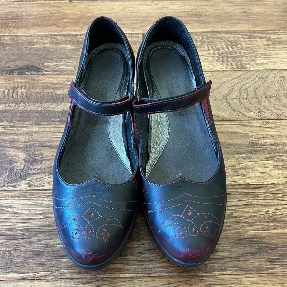 NAOT Alma Platform Mary Jane Wedge Heel in Volcanic Red Leather Size 40